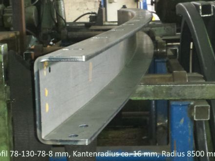 Rohrbiegerei CNC-Dornbiegen St-U-Profil gekantet 78-130-78-8 mm