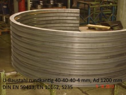 Rohrbiegerei CNC-Dornbiegen U-Baustahl rundkantig 40-40-40-3 mm