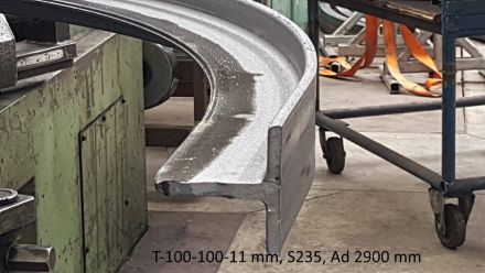 Rohrbiegerei CNC-Dornbiegen  T-Profil 100-100-11 mm, S235, Ad 2900 mm