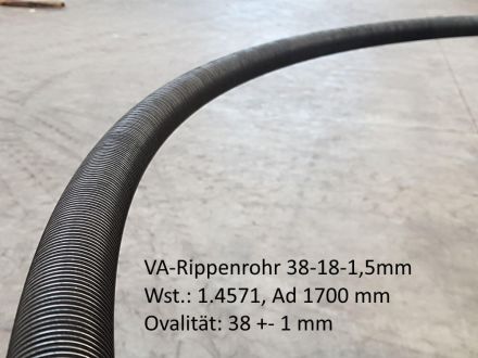 Rohrbiegerei CNC-Dornbiegen VA Rippenrohr 38-18-1,5 mm